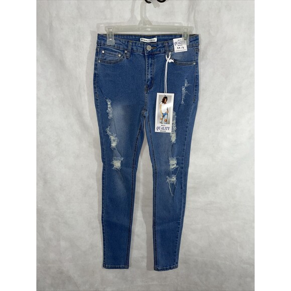 Best Quality Brand Distressed Skinny Jeans 11 M Blue - Picture 1 of 9